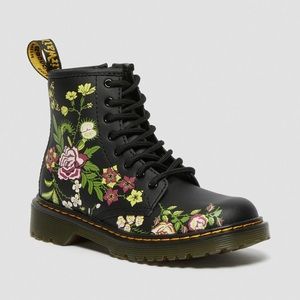 EUC Dr. Martens Kids Toddler 1460 FLORAL LEATHER LACE UP BOOTS size 10